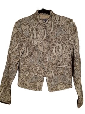 Kenar Paisley Brocade Fitted Blazer Cropped Jacket Boho Chic